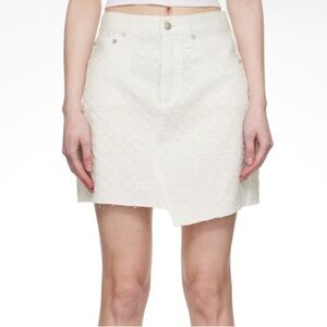 Rag & Bone Denim Mini Skirt 26 Kayla White Tweed Distressed Cotton new with tags